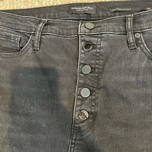 Banana Republic Button Fly Black High-Rise Skinny Jeans 32L